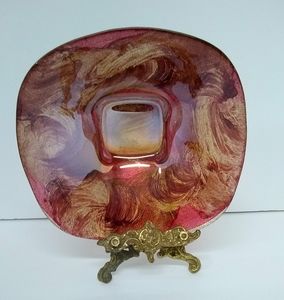 IL Quadrifoglio Glass Bowl Square Gold Glitter Bottom  Candy,Trinket 7"Sq x 2.5